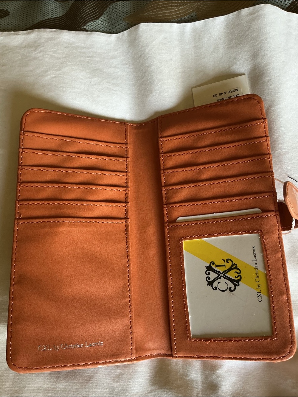 Christian Lacroix Orange Patent Wallet with SilverCXL Logo - Picture 3 of 3